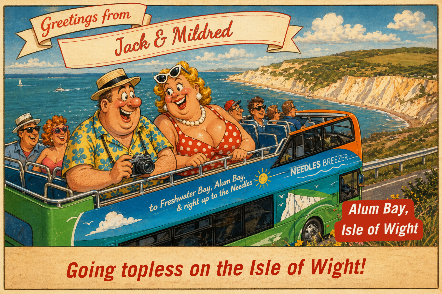 Vintage Isle of Wight postcard: Alum Bay