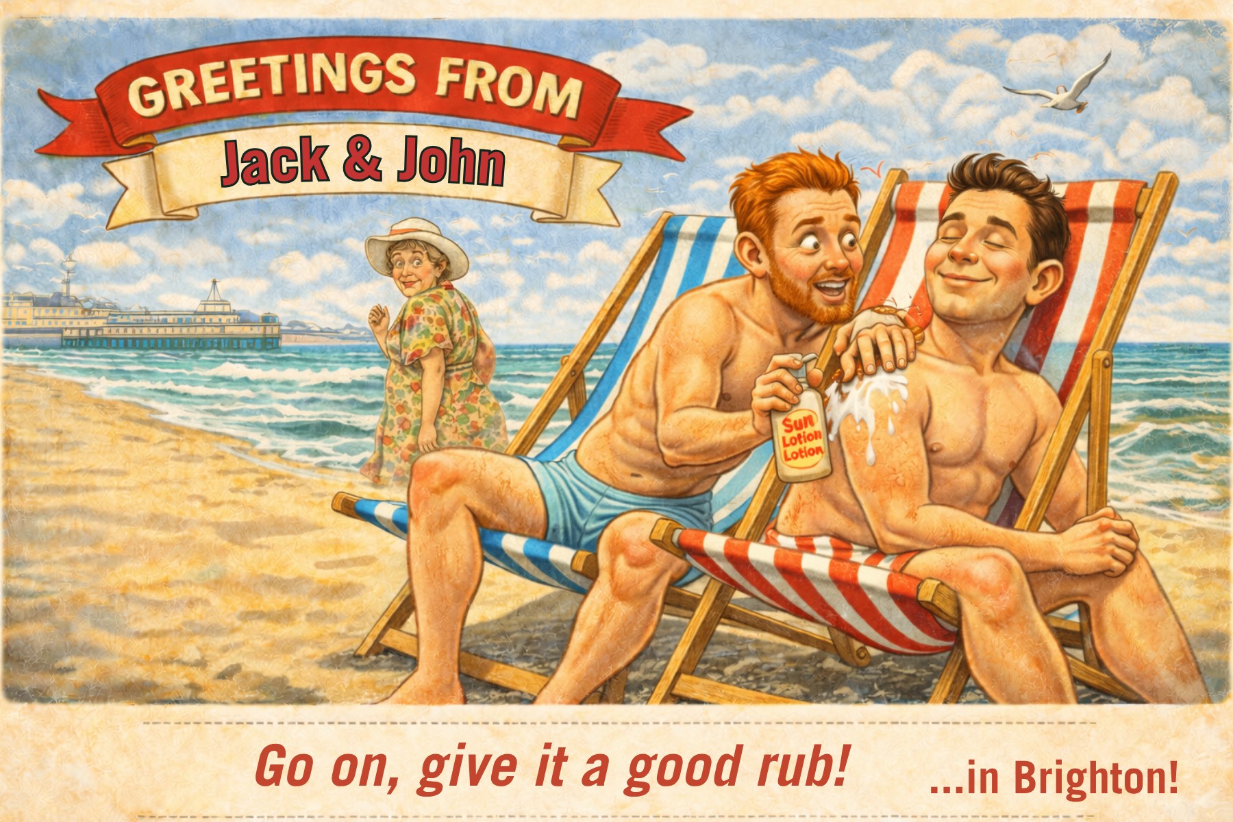 Vintage seaside postcard from Give it a Good Rub!