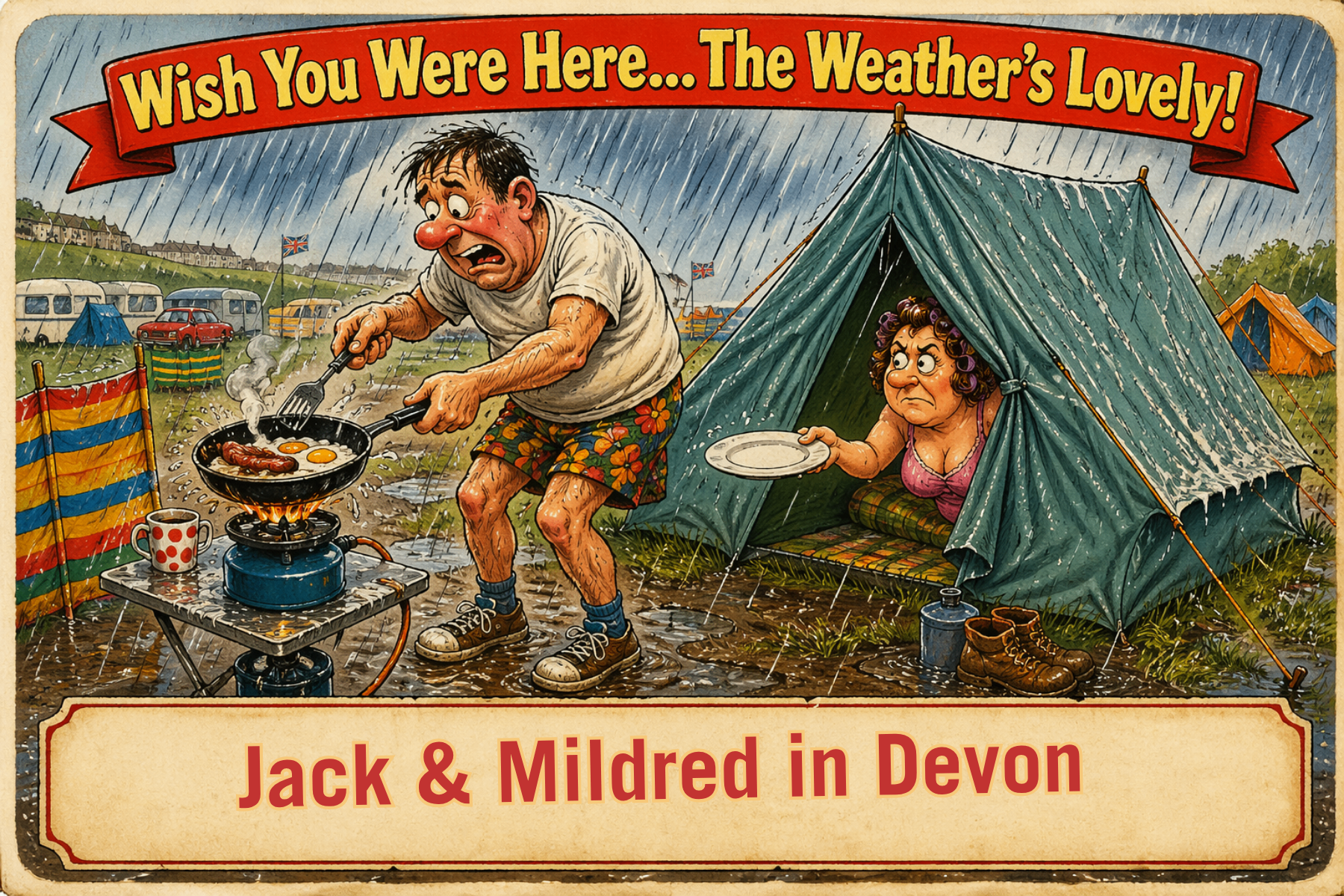 Vintage seaside postcard from Proper British Camping