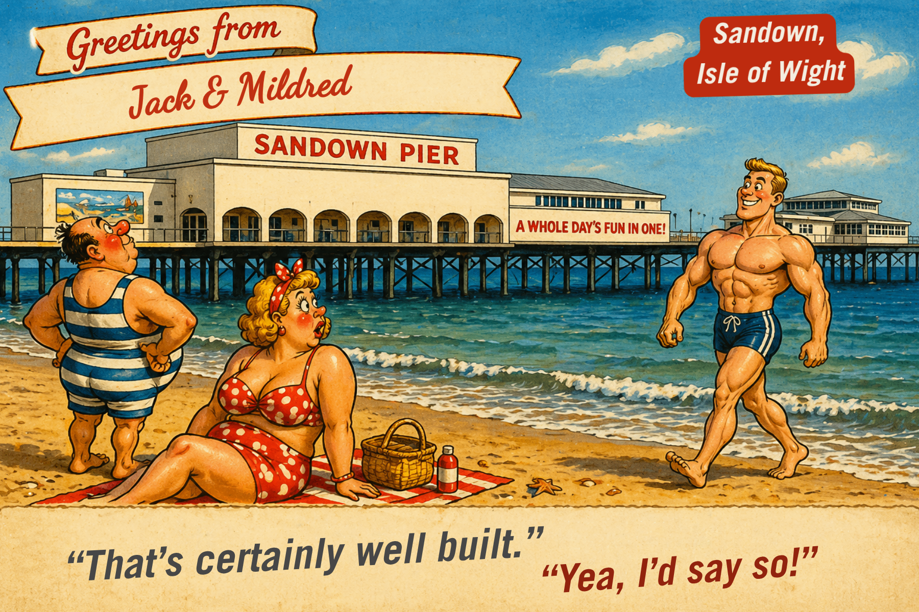 Vintage Isle of Wight postcard: Sandown