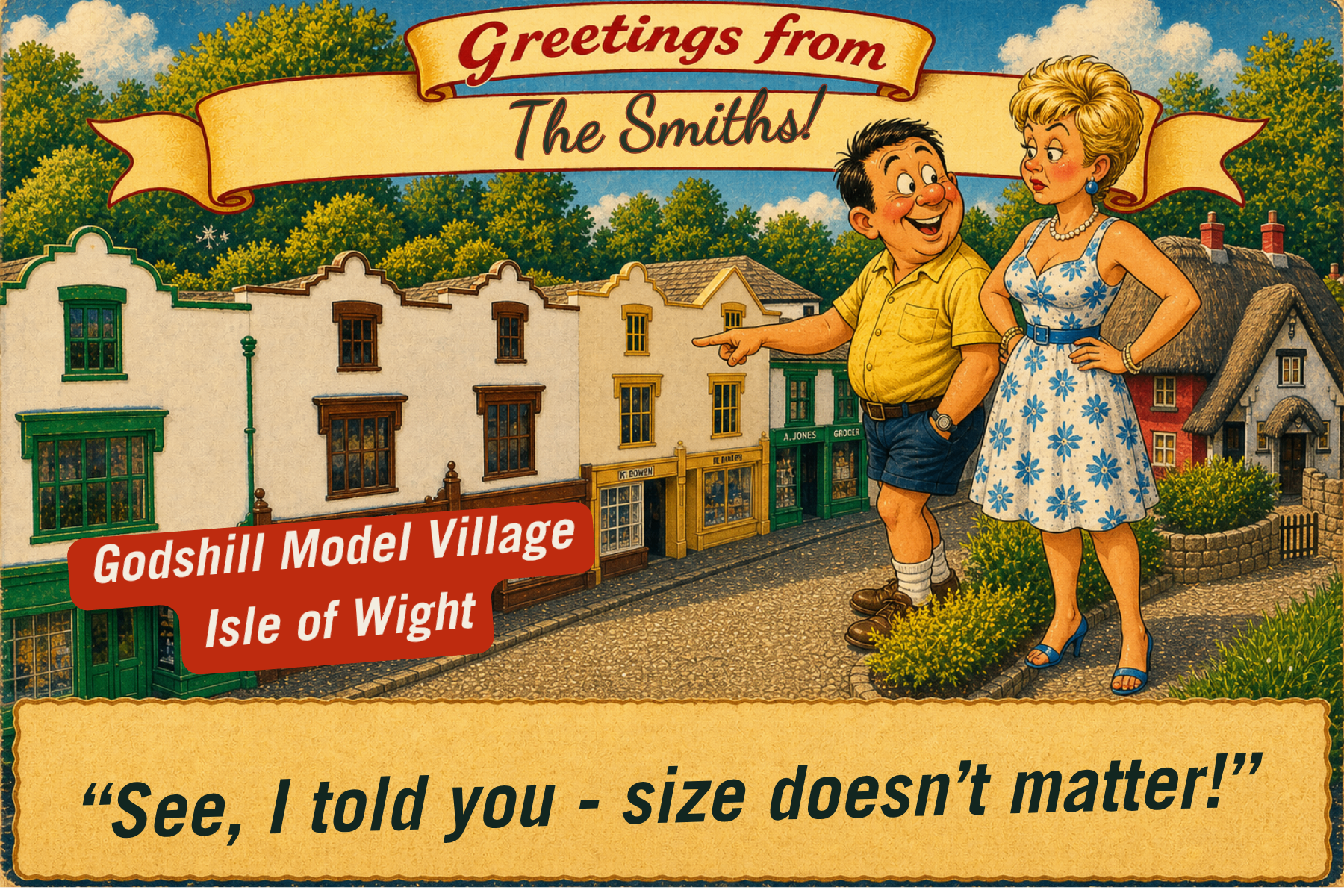 Vintage Isle of Wight postcard: Godshill Model Village #2