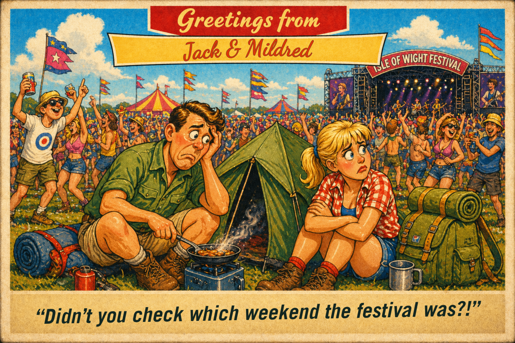 Vintage Isle of Wight postcard: The Isle of Wight Festival