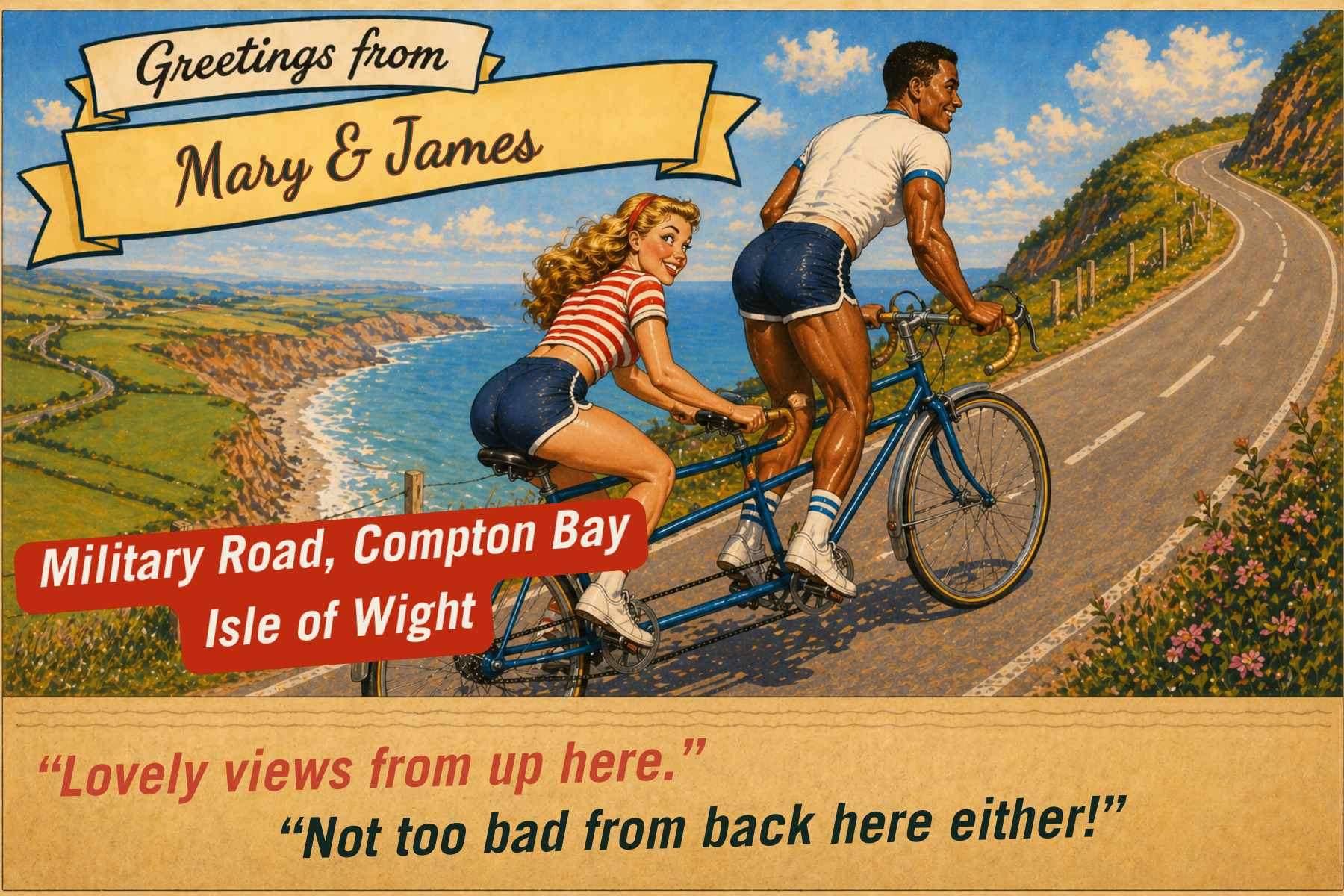 Vintage Isle of Wight postcard: Military Road #2