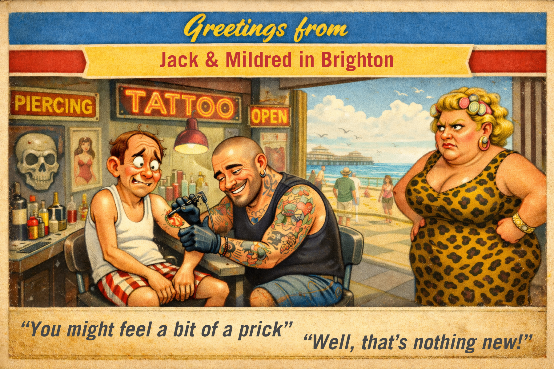 Vintage seaside postcard from A Bit of a Prick