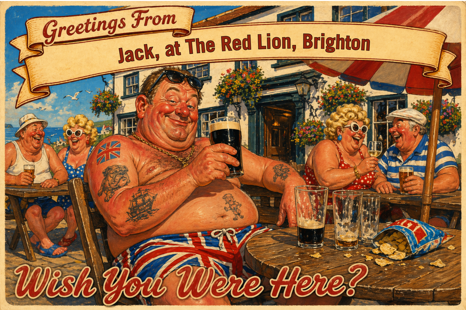 Vintage seaside postcard from Wish You Were Here?