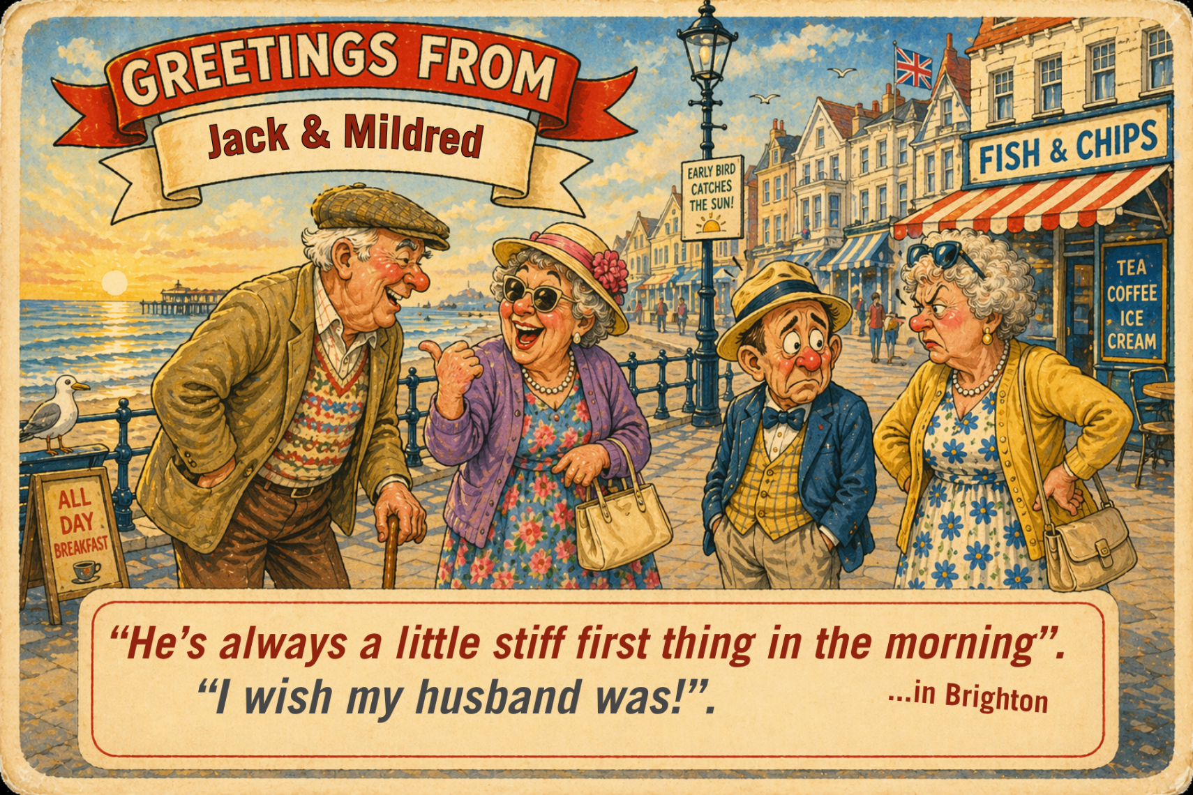 Vintage seaside postcard from A Little Stiff