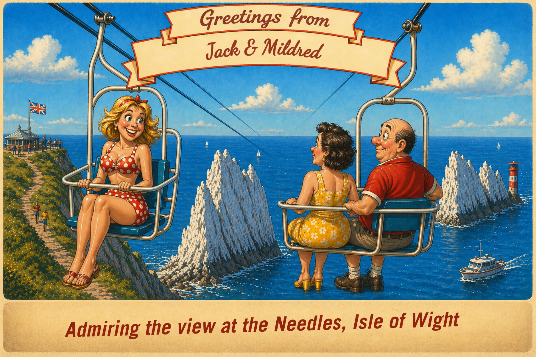 Vintage Isle of Wight postcard: The Needles #1