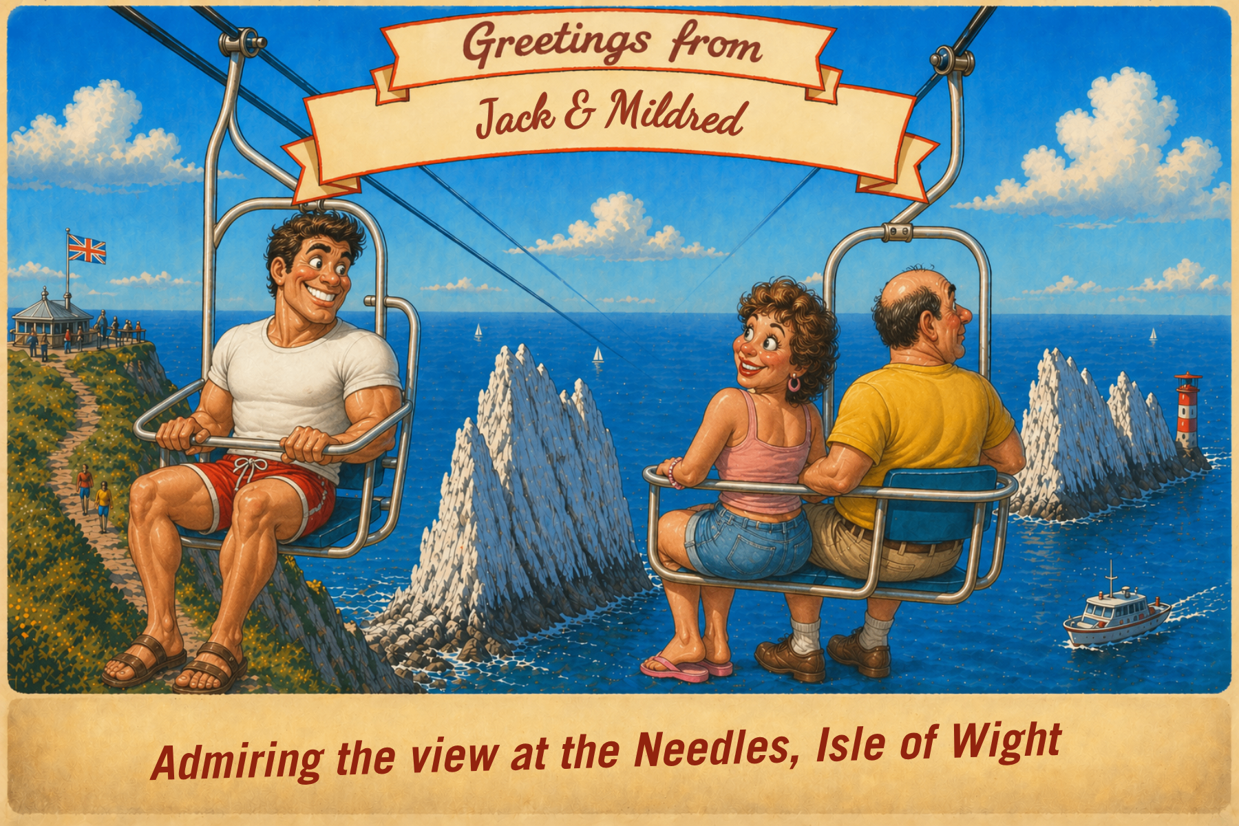 Vintage Isle of Wight postcard: The Needles #2